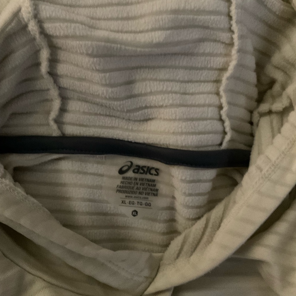 Mens used size XL ASICS white grey pullover hoodie long sleeve running Pre own - Picture 2 of 7